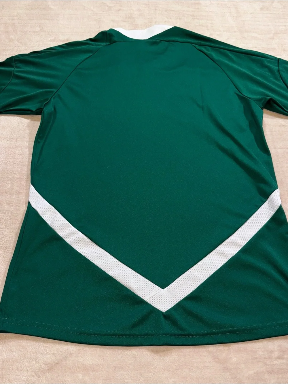 adidas Green Short-Sleeve Performance Soccer Jersey with White Stripes